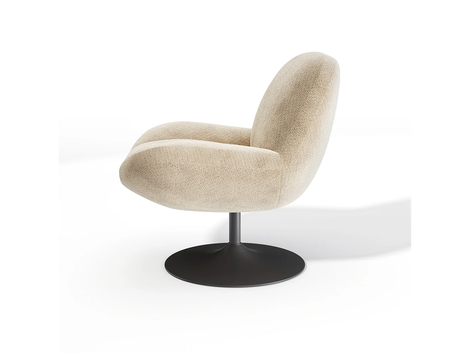 Fauteuil pivotant RETRO en velours bouclé beige 71x76cm