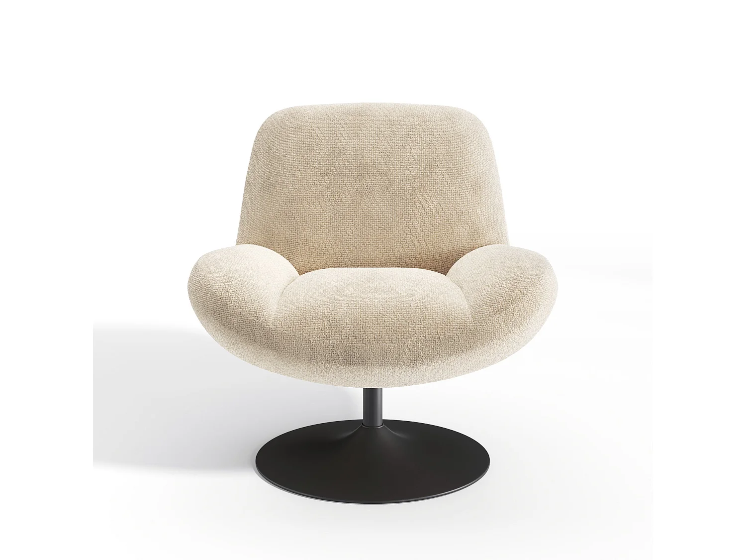 Fauteuil pivotant RETRO en velours bouclé beige 71x76cm