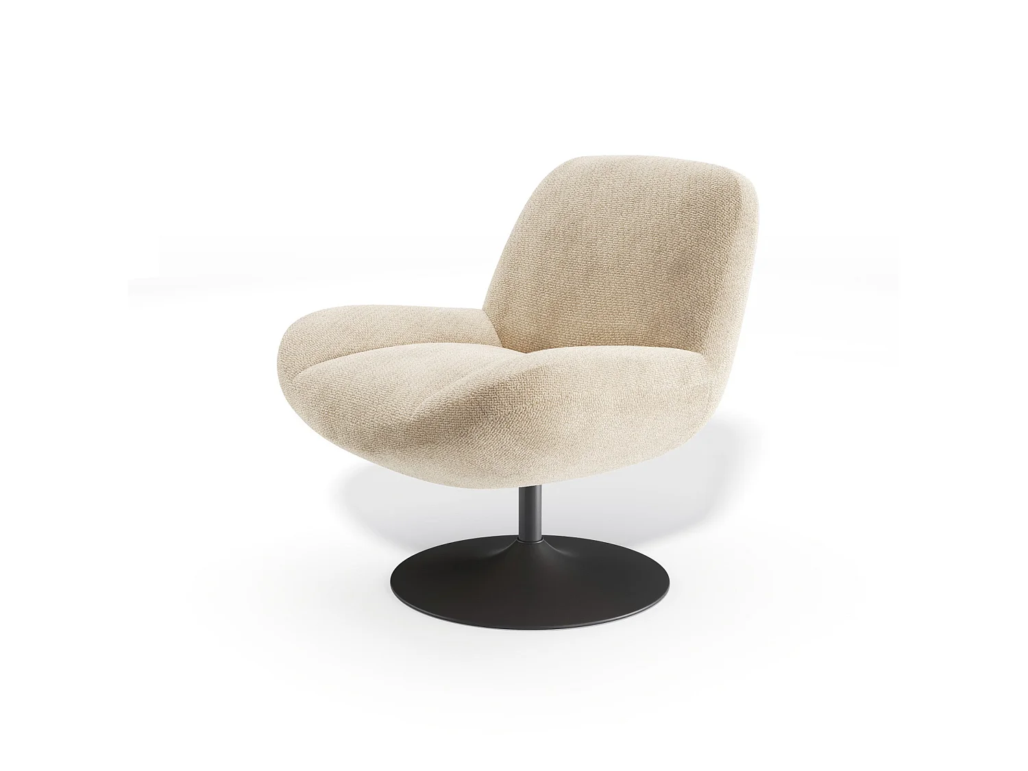 Fauteuil pivotant RETRO en velours bouclé beige 71x76cm