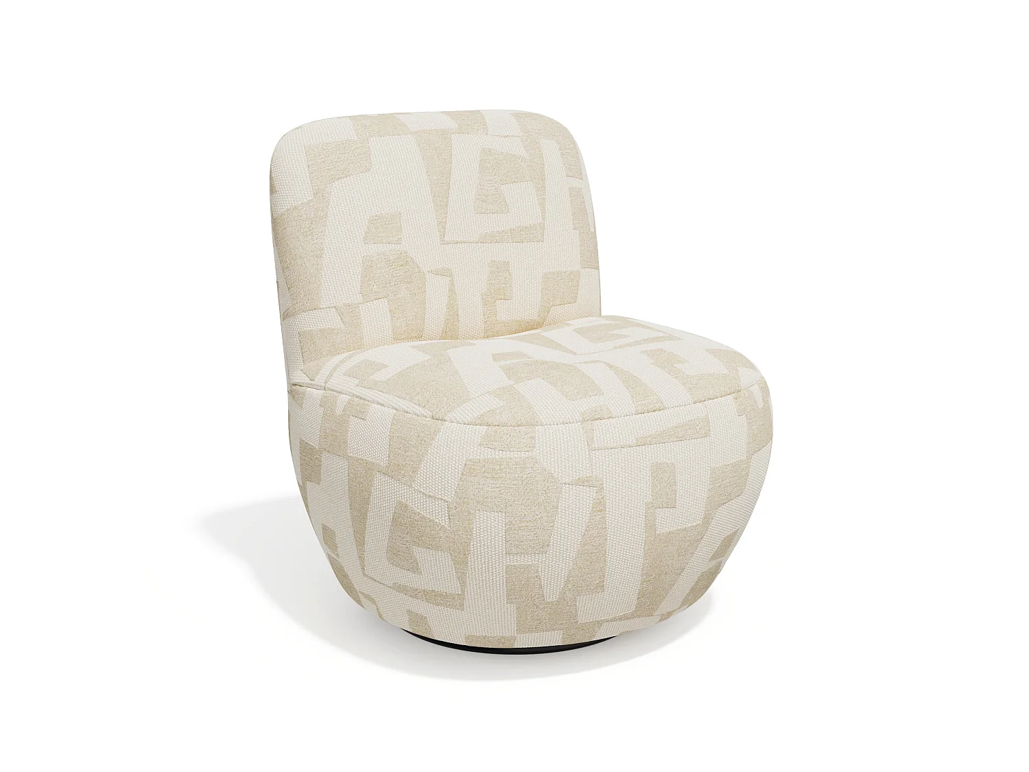 Fauteuil de salon pivotant JENA en tissu texturé à motif ecru 65x71cm