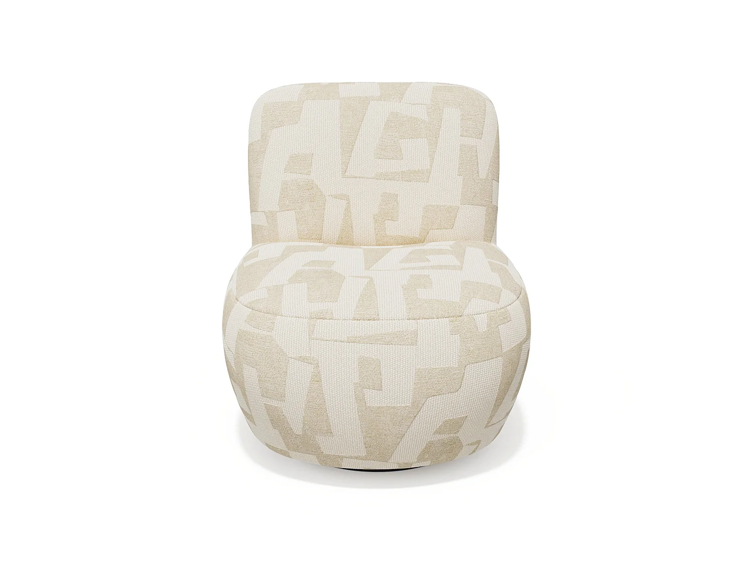 Fauteuil de salon pivotant JENA en tissu texturé à motif ecru 65x71cm