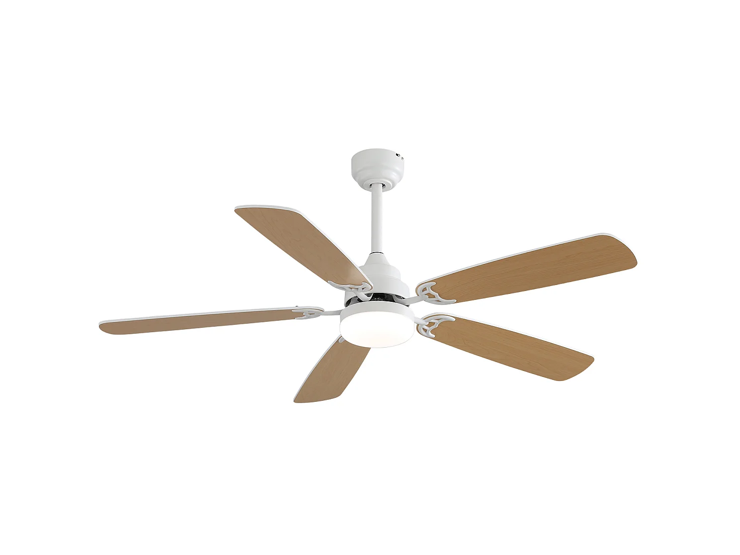 Ventilateur de plafond de 132 cm avec éclairage 18 W à 3 couleurs et silencieux, minuterie - Pour salon et chambre