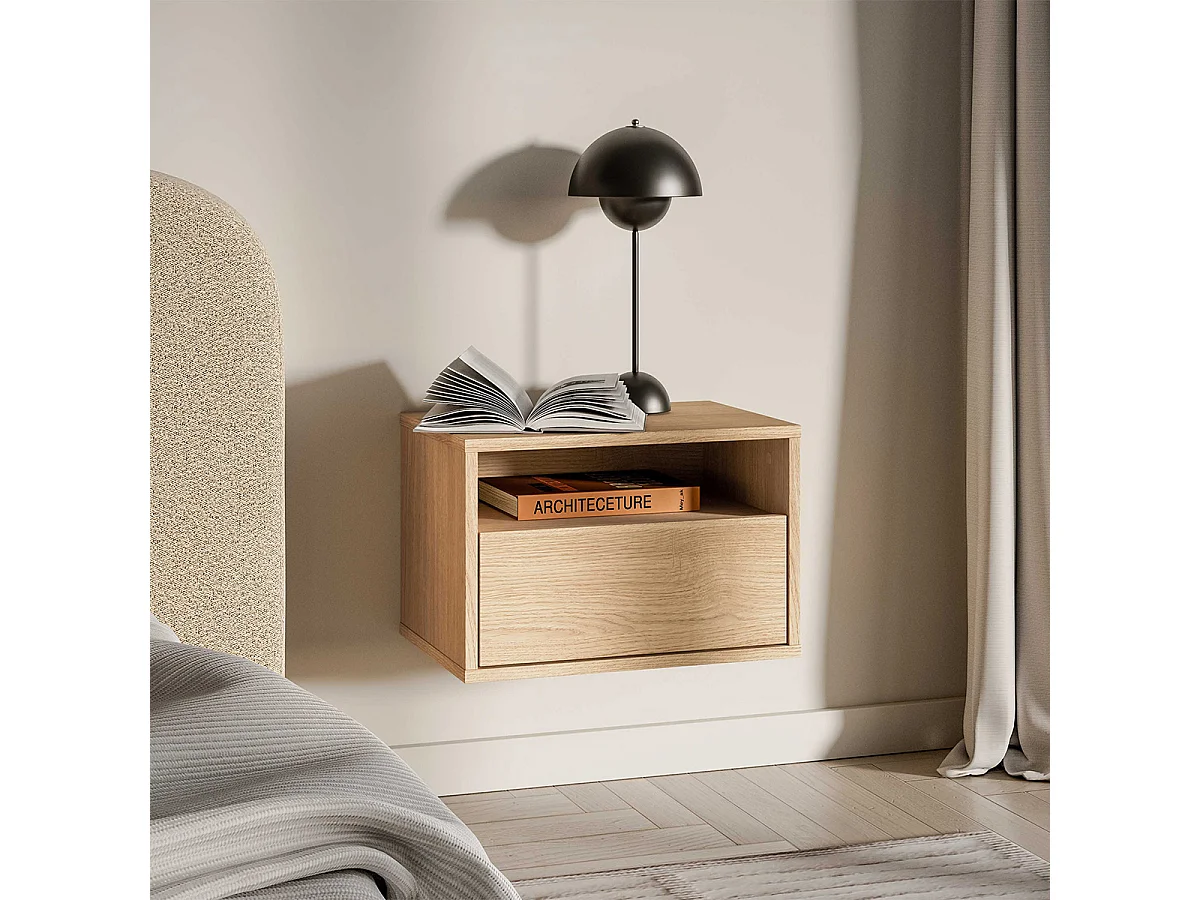 Wandnachttisch 1 Schublade 1 Nische Nila Holz