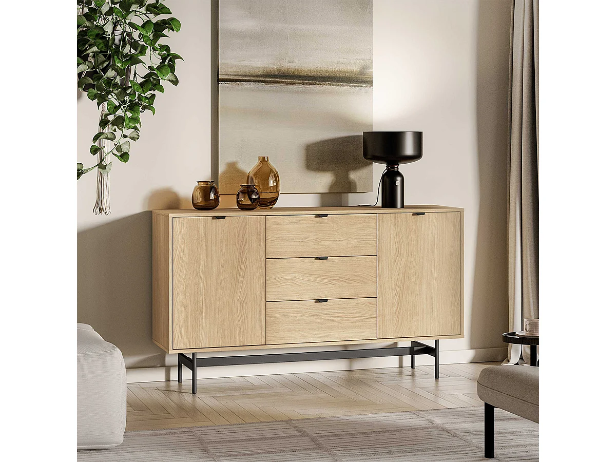 Buffet 2 ante 3 cassetti Nila marrone 85cm