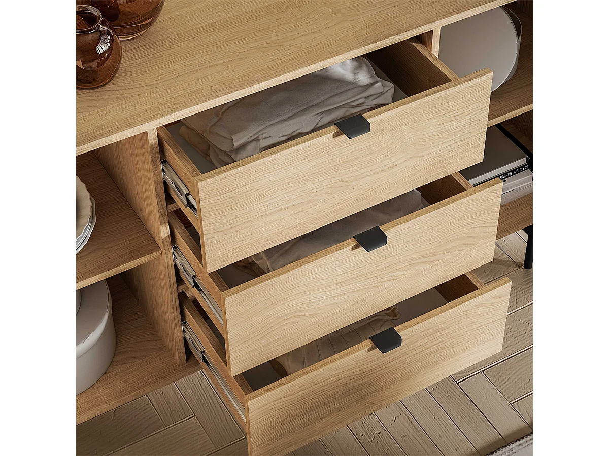 Buffet 2 ante 3 cassetti Nila marrone 85cm