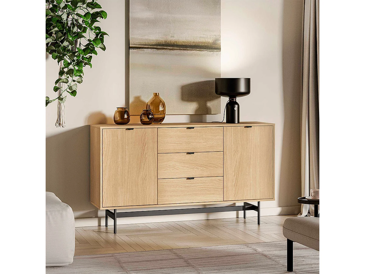 Nila Wood 2-door 3-drawer sideboard