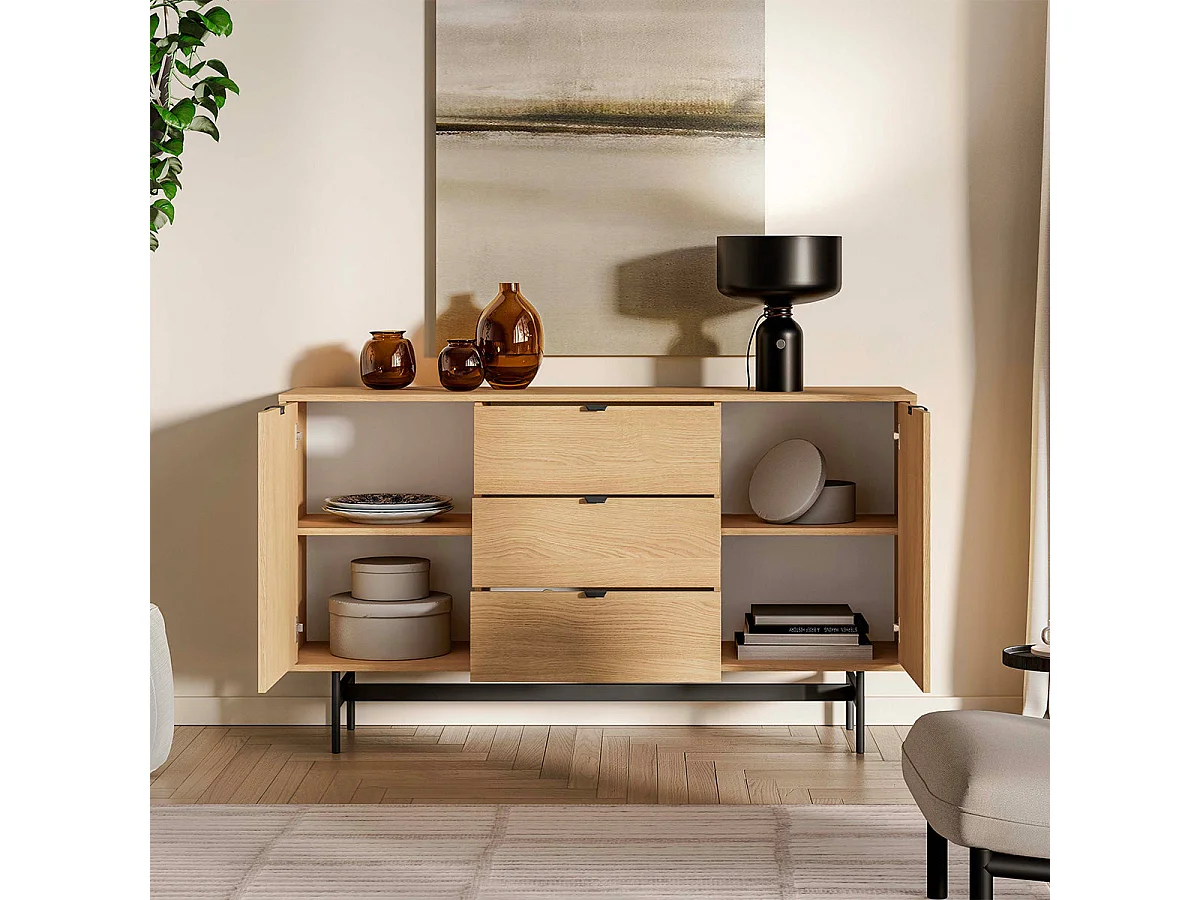 Nila Wood 2-door 3-drawer sideboard
