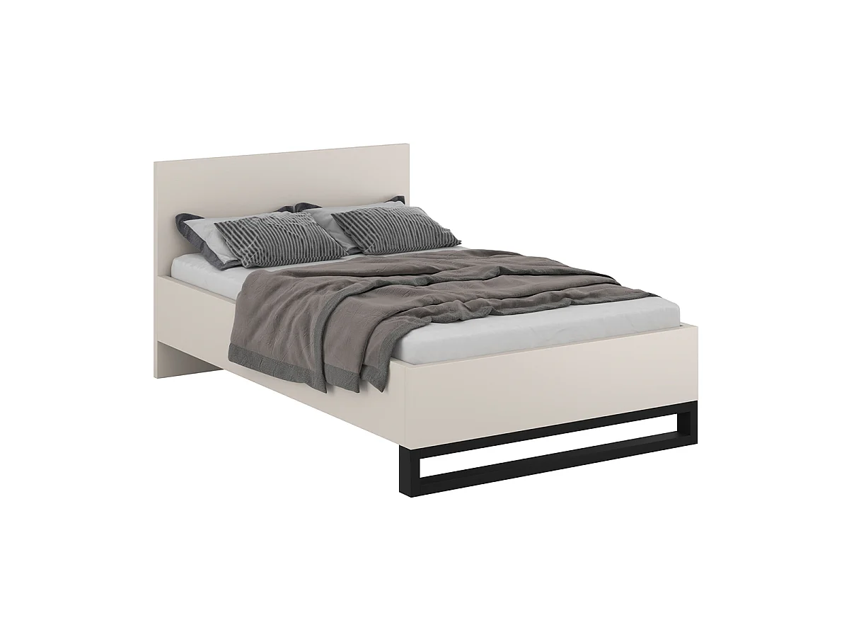 Lit 140x200 sommier inclus Eden Cachemire et Noir