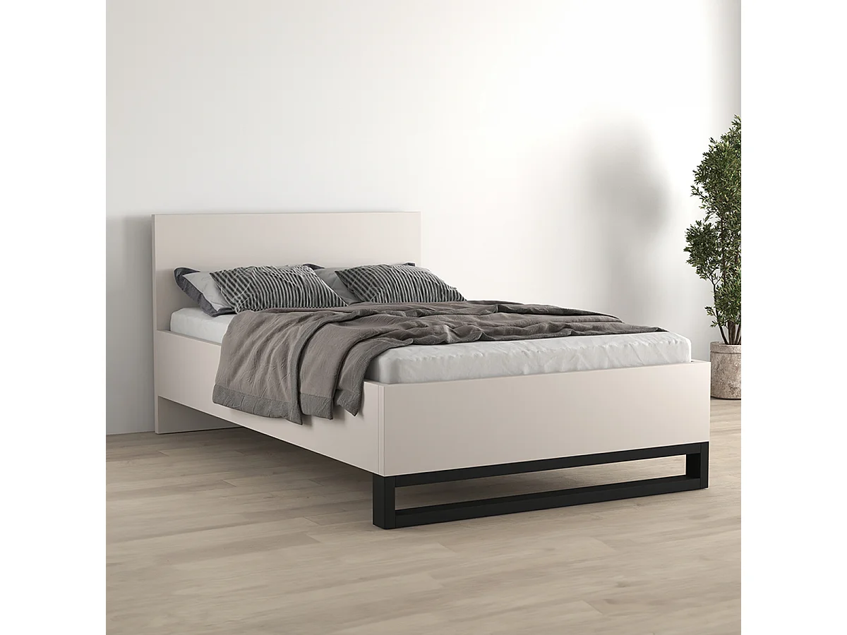 Lit 140x200 sommier inclus Eden Cachemire et Noir