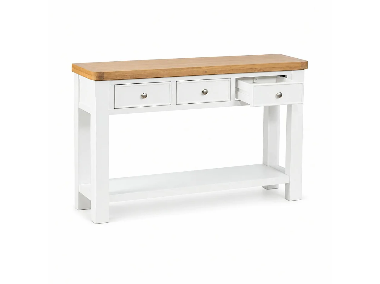 Console blanche style bord de mer 3 tiroirs VELIA