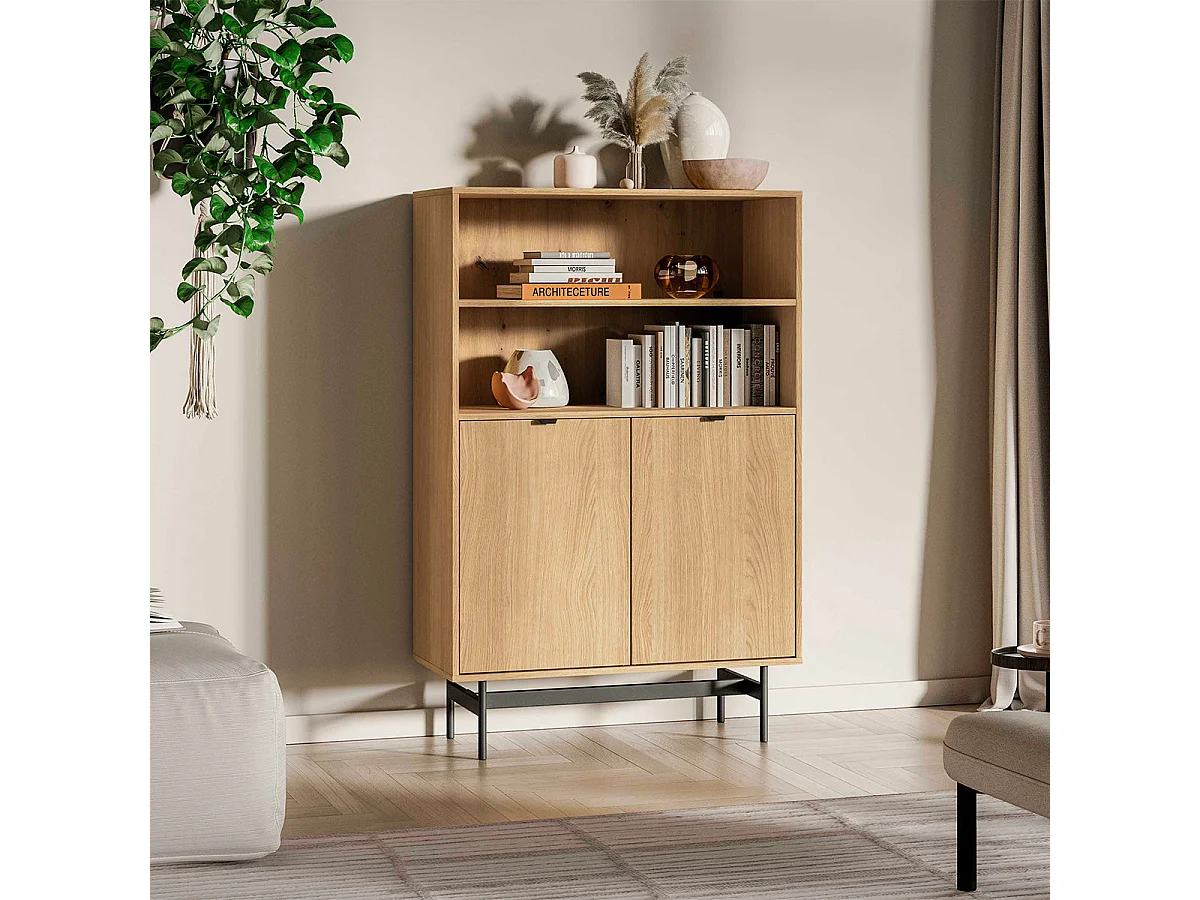 2-door bookcase Nila Wood