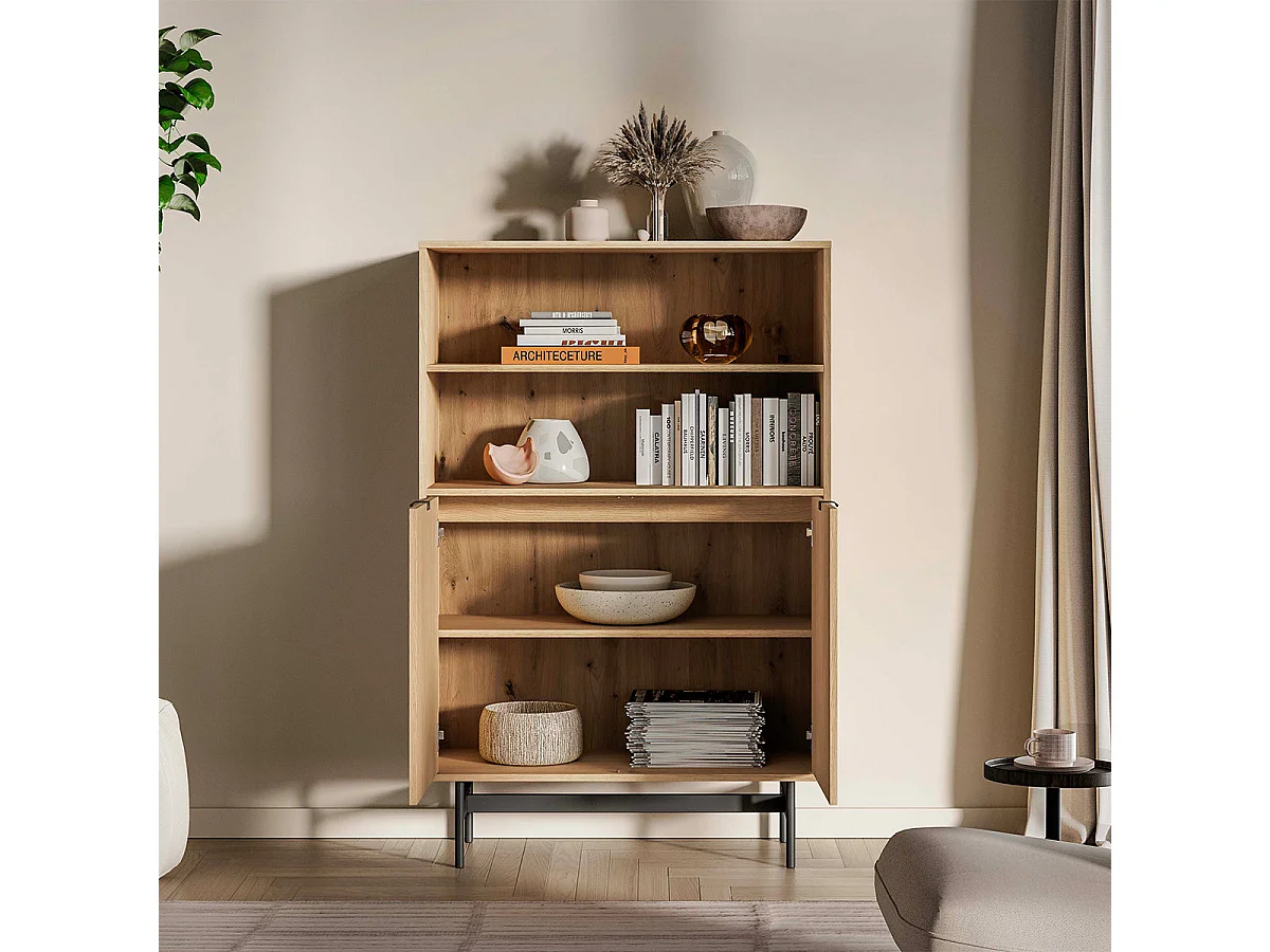 2-door bookcase Nila Wood
