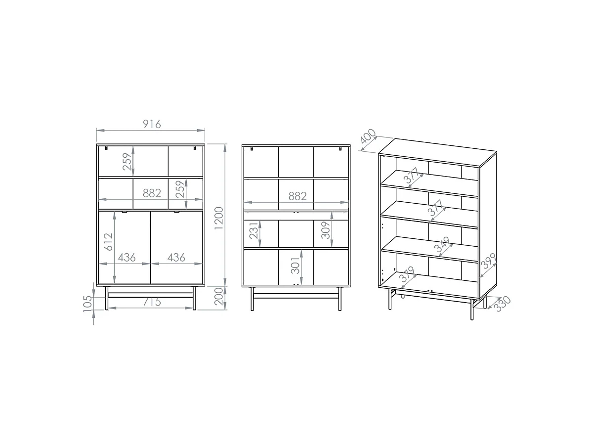 2-door bookcase Nila Wood