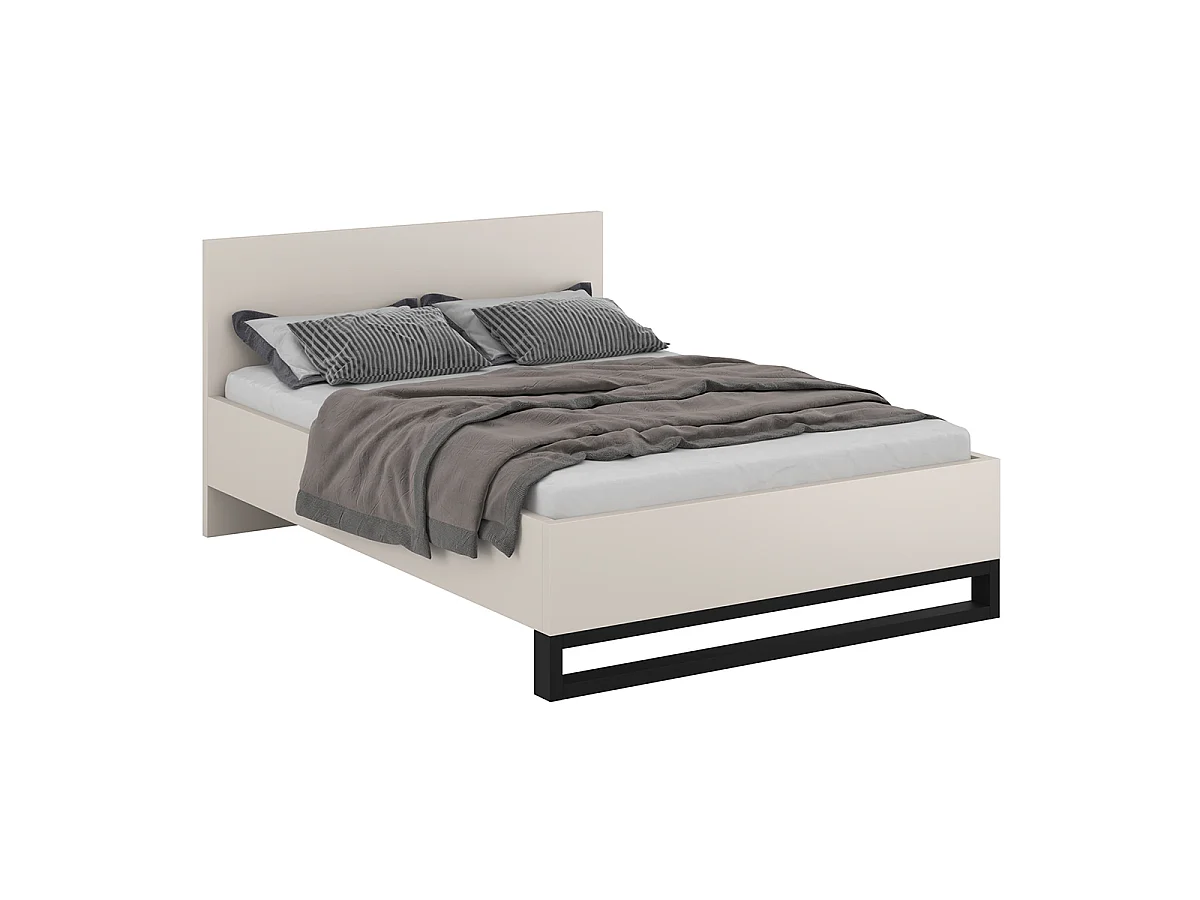 Lit 160x200 sommier inclus Eden Cachemire et Noir