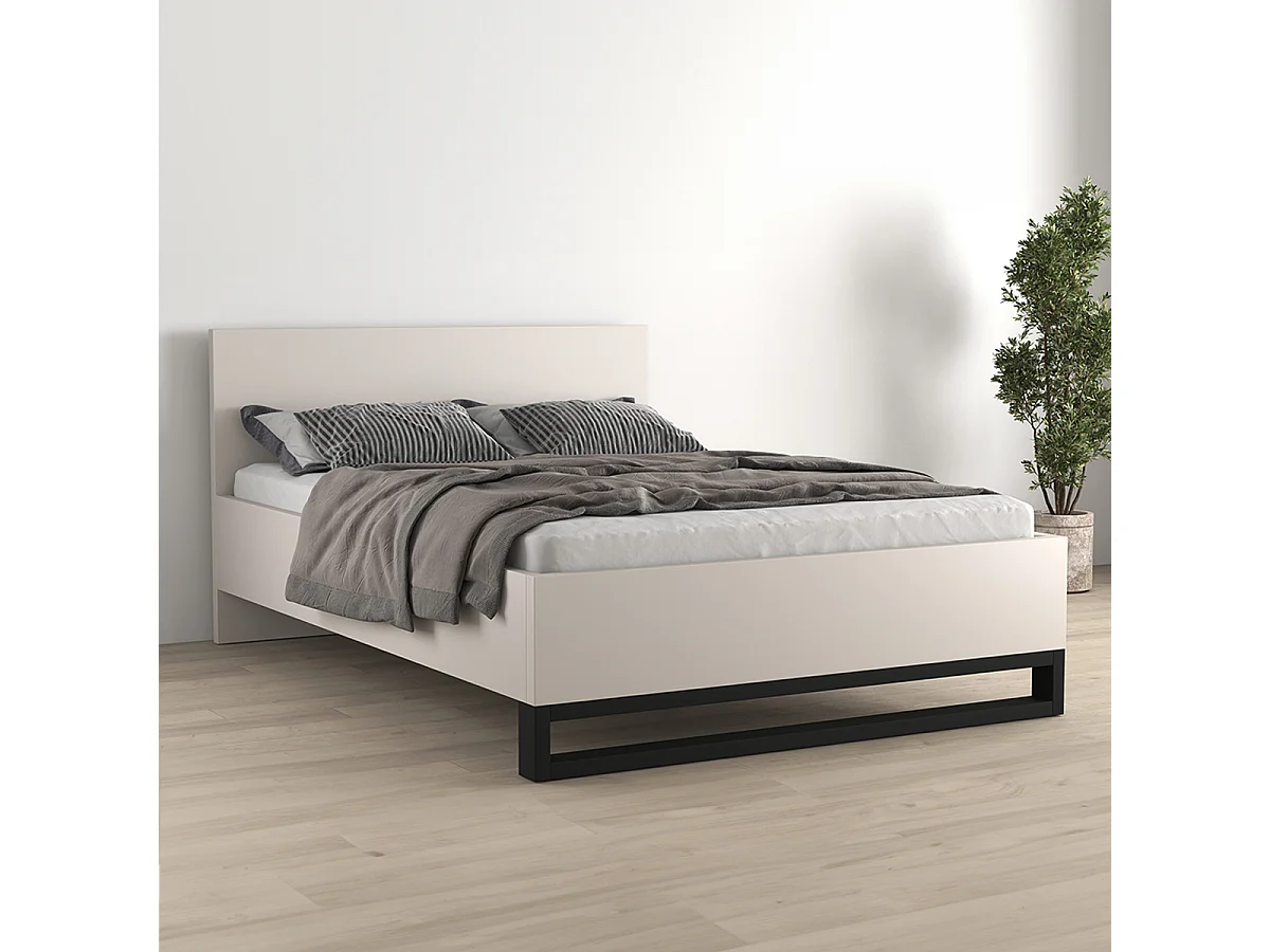 Lit 160x200 sommier inclus Eden Cachemire et Noir