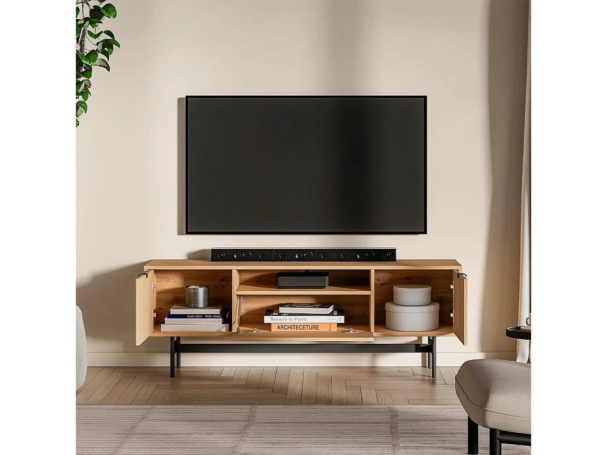 3-deurs tv-meubel 150 cm Nila Hout