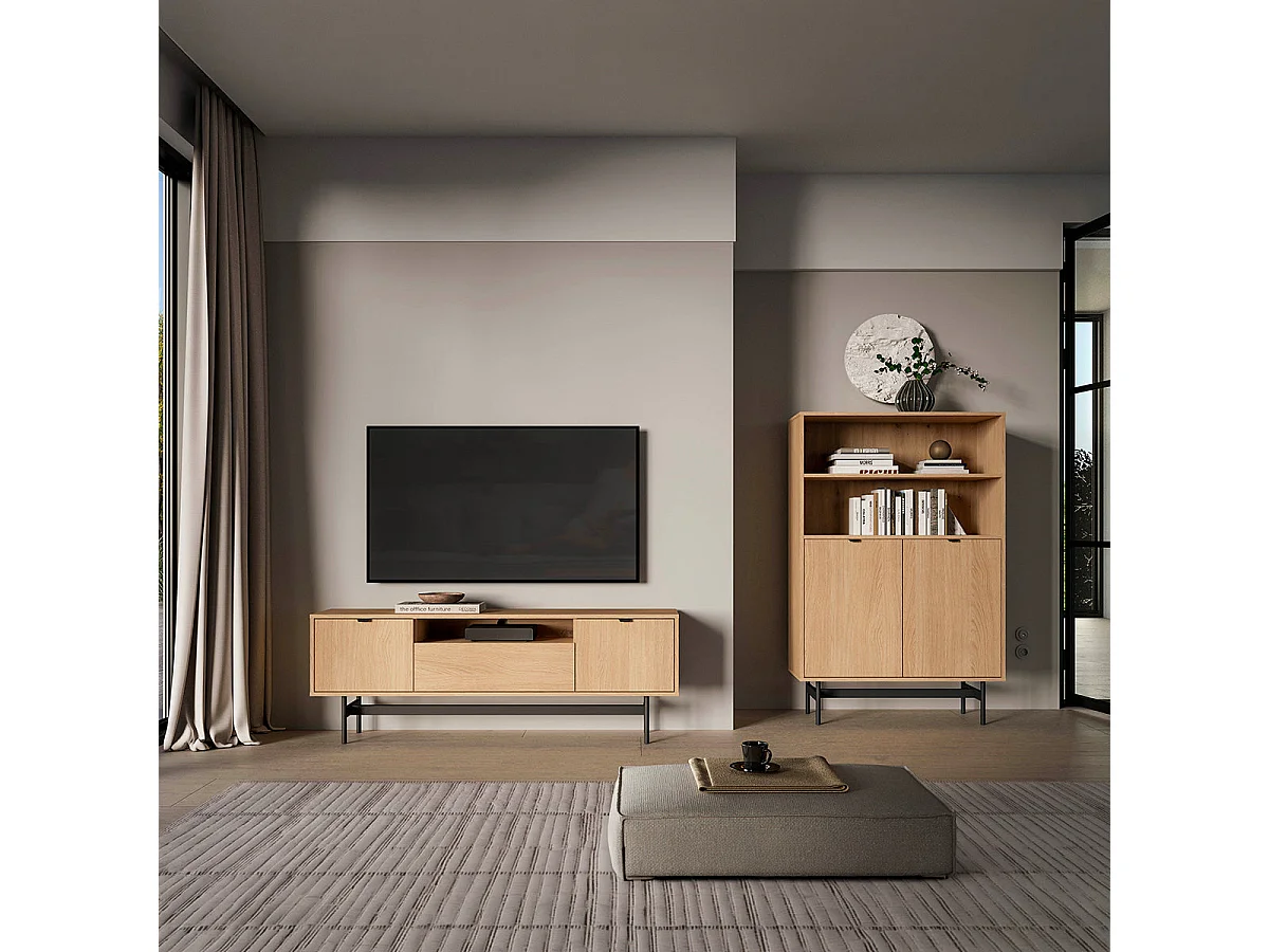 3-deurs tv-meubel 150 cm Nila Hout
