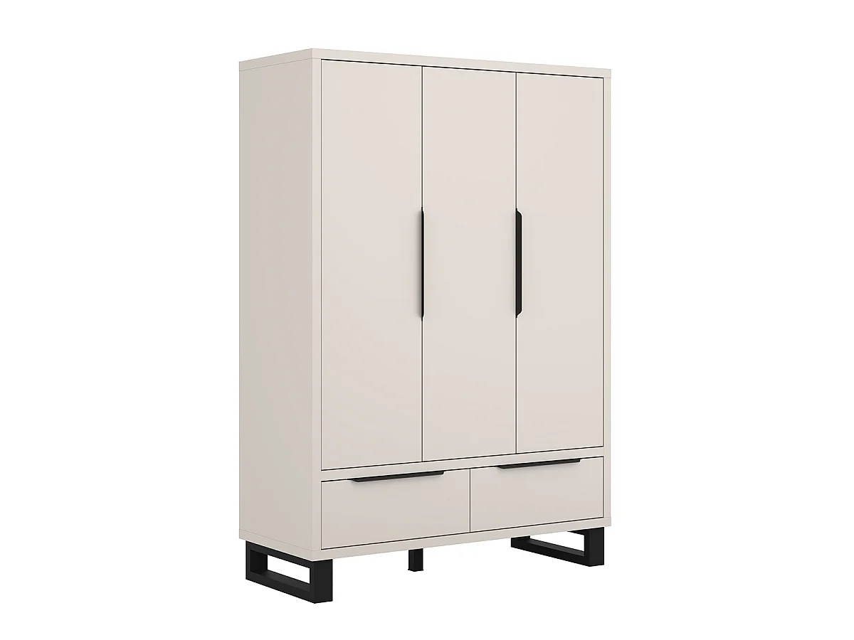 Schrank 3 Türen 2 Schubladen Eden Kaschmir und Schwarz