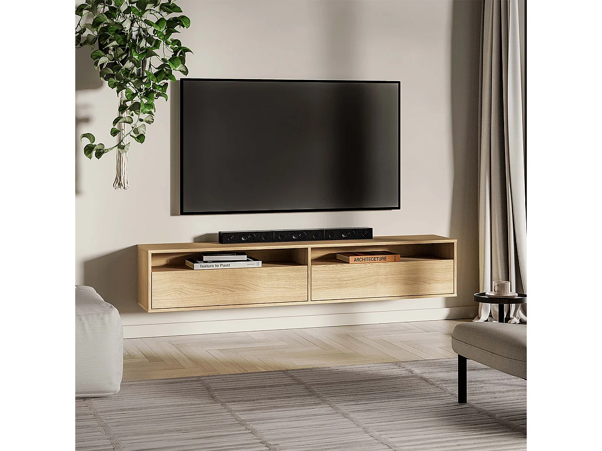 Nila Wood 2-dørs 180 cm væghængt tv-møbel