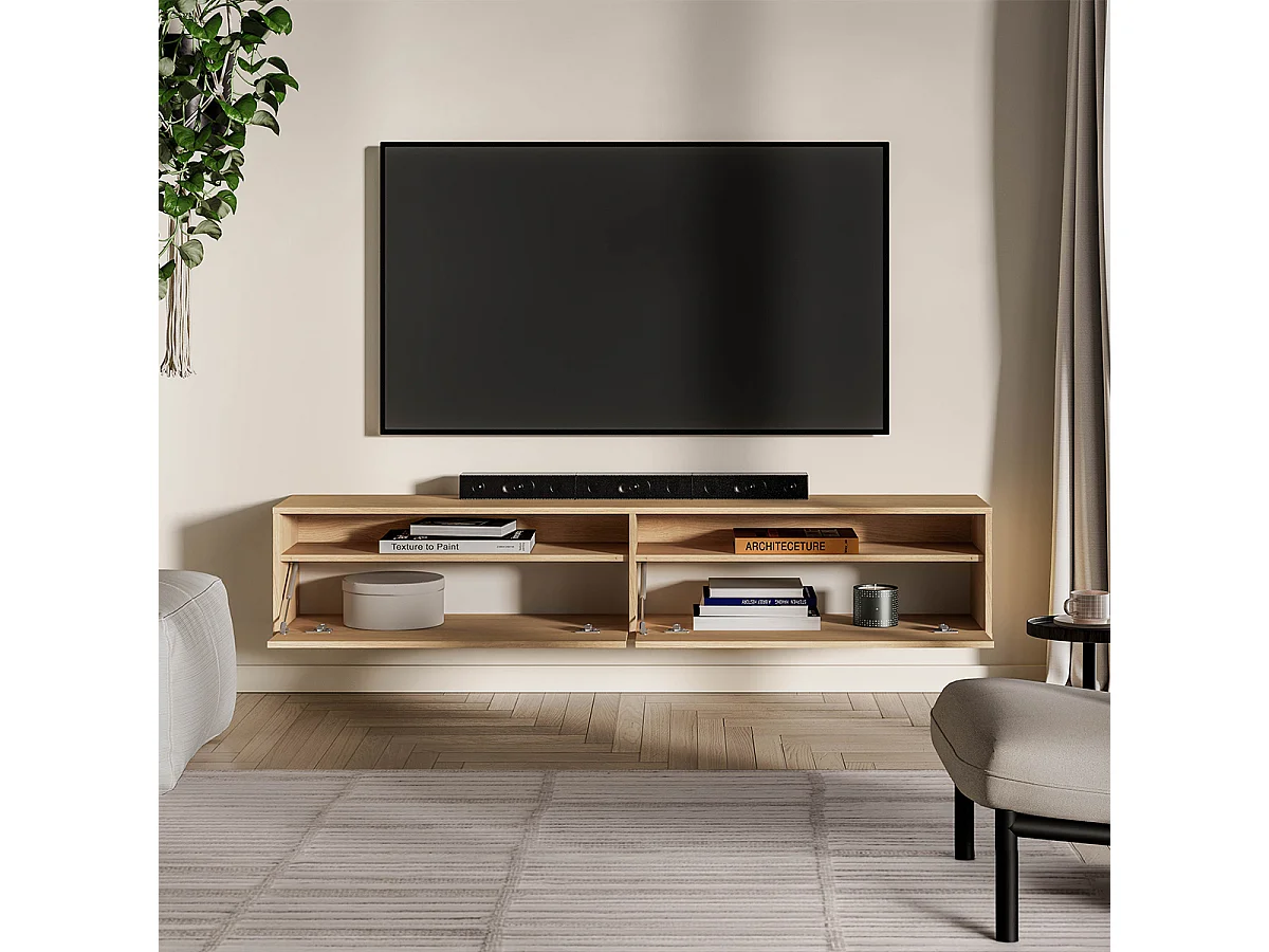 Nila Wood 2-dørs 180 cm væghængt tv-møbel