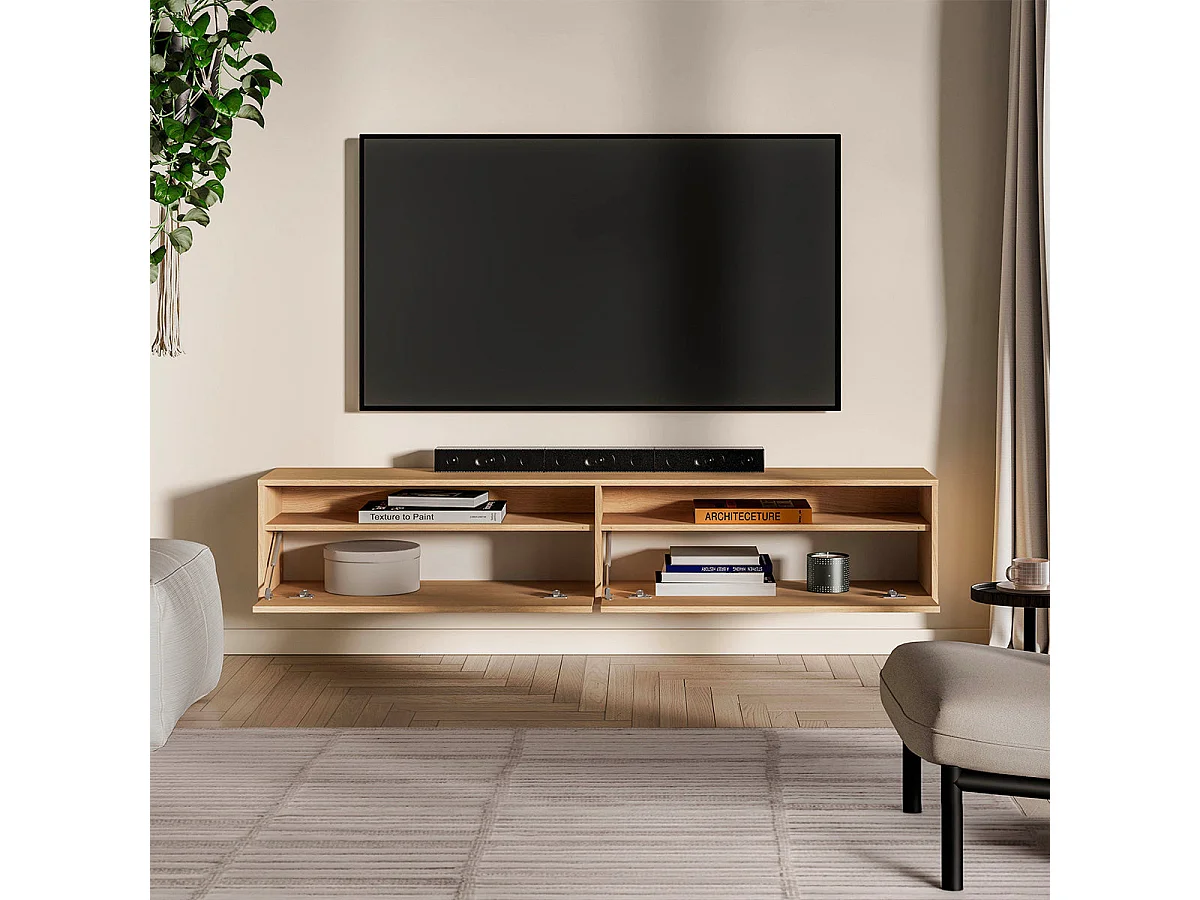2-door wall-mounted TV stand 180 cm Nila Wood