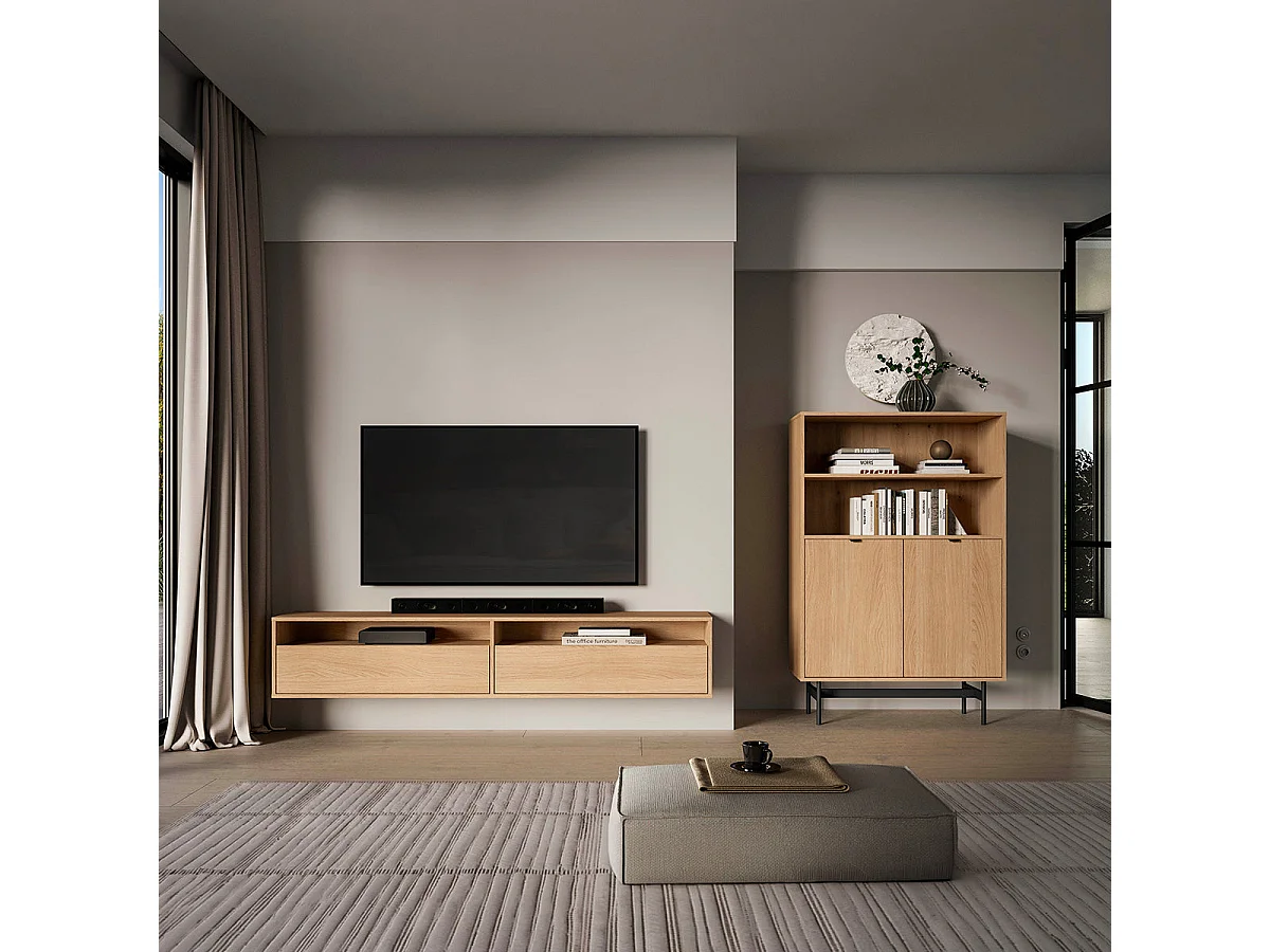 2-door wall-mounted TV stand 180 cm Nila Wood