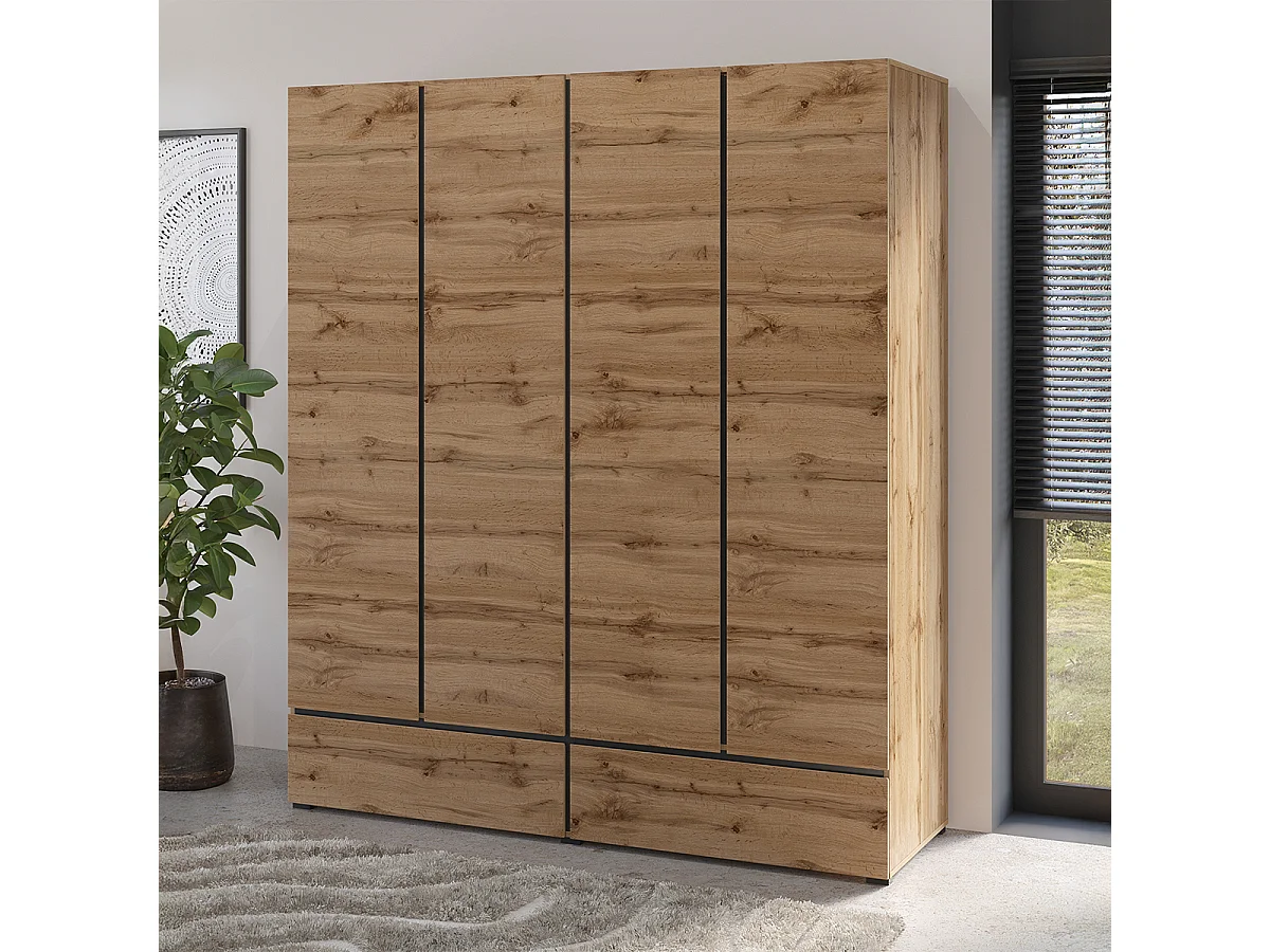 Schrank 4 Türen 2 Schubladen Lilia Holz