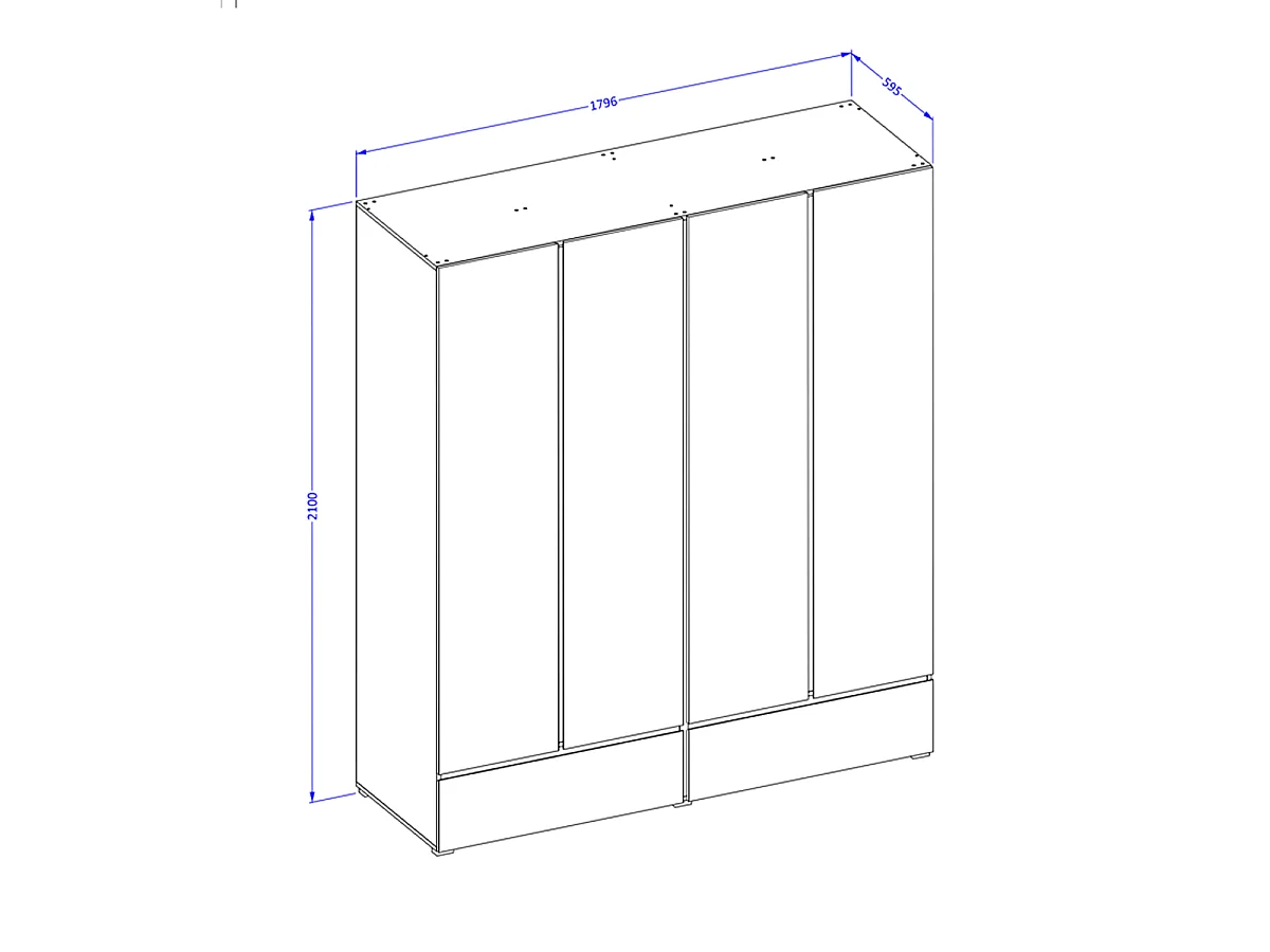 Schrank 4 Türen 2 Schubladen Lilia Holz