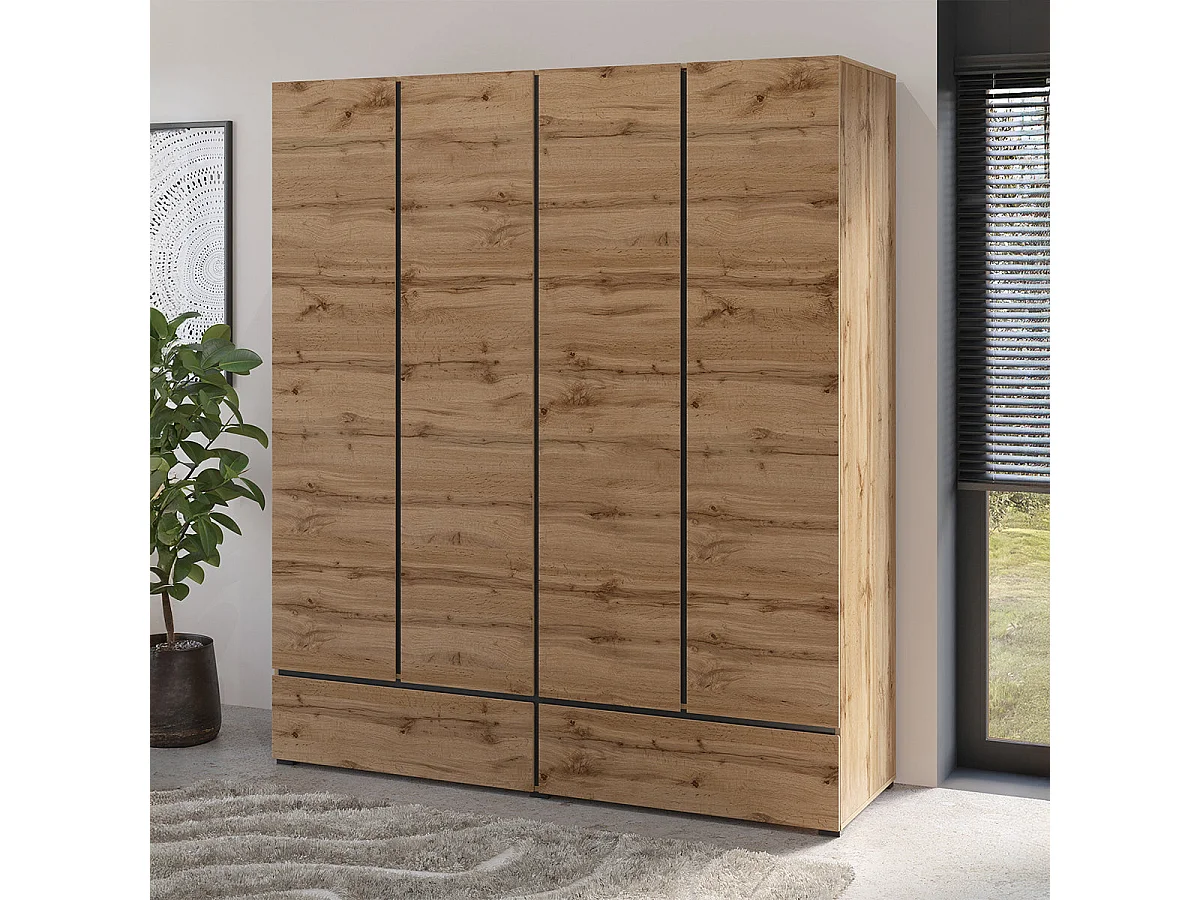 Armário 4 portas 2 gavetas Lilia madeira 210cm