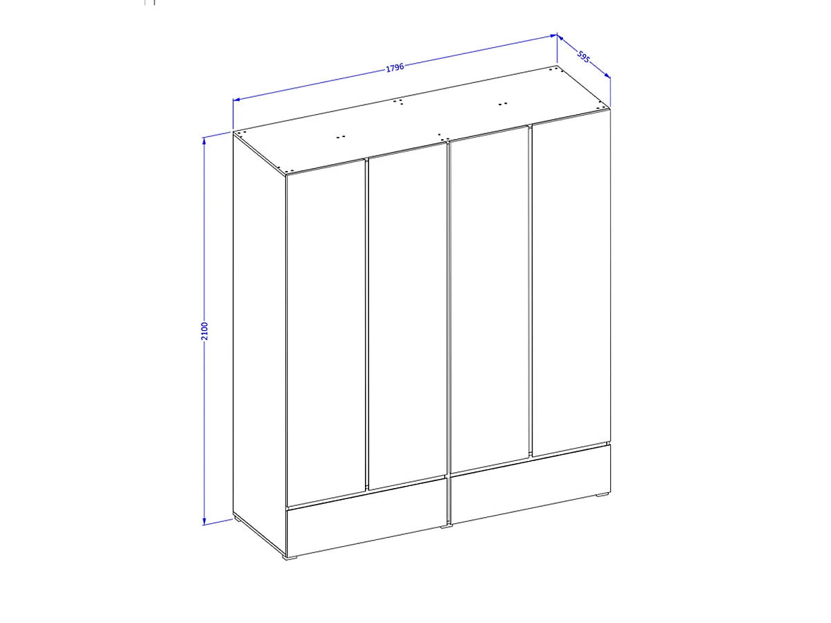 Armário 4 portas 2 gavetas Lilia madeira 210cm