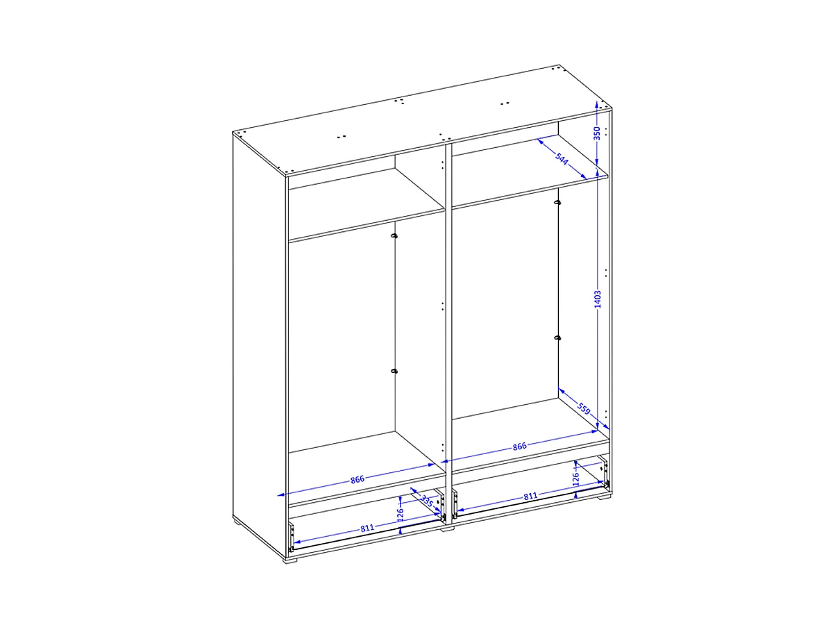 Armário 4 portas 2 gavetas Lilia madeira 210cm