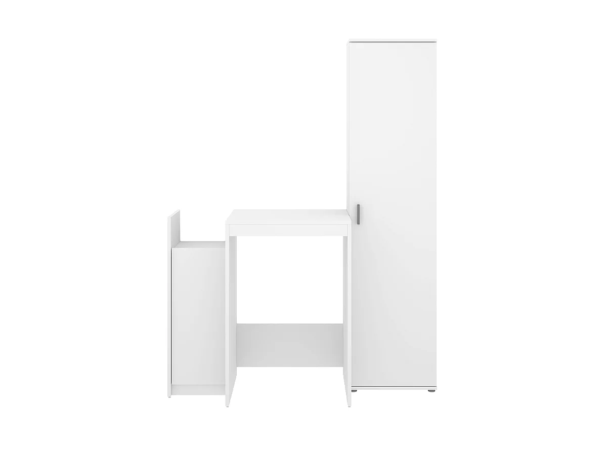 Meuble Buanderie Multifonction avec Colonne de Rangement et Espace Lave-Linge et produits ménagers coloris Blanc - Longueur 133,8 x Profondeur 62 x Hauteur 190 cm