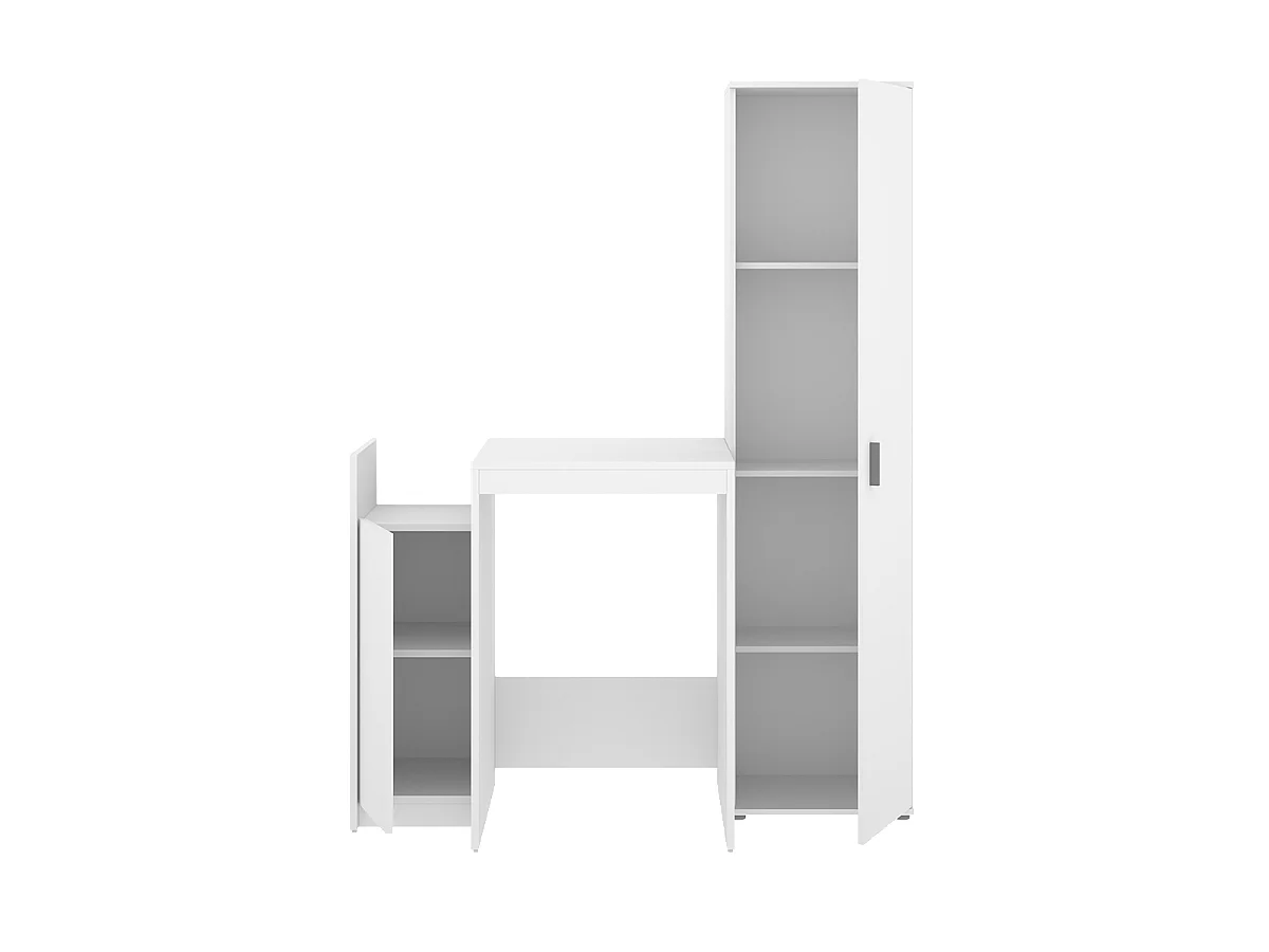 Meuble Buanderie Multifonction avec Colonne de Rangement et Espace Lave-Linge et produits ménagers coloris Blanc - Longueur 133,8 x Profondeur 62 x Hauteur 190 cm