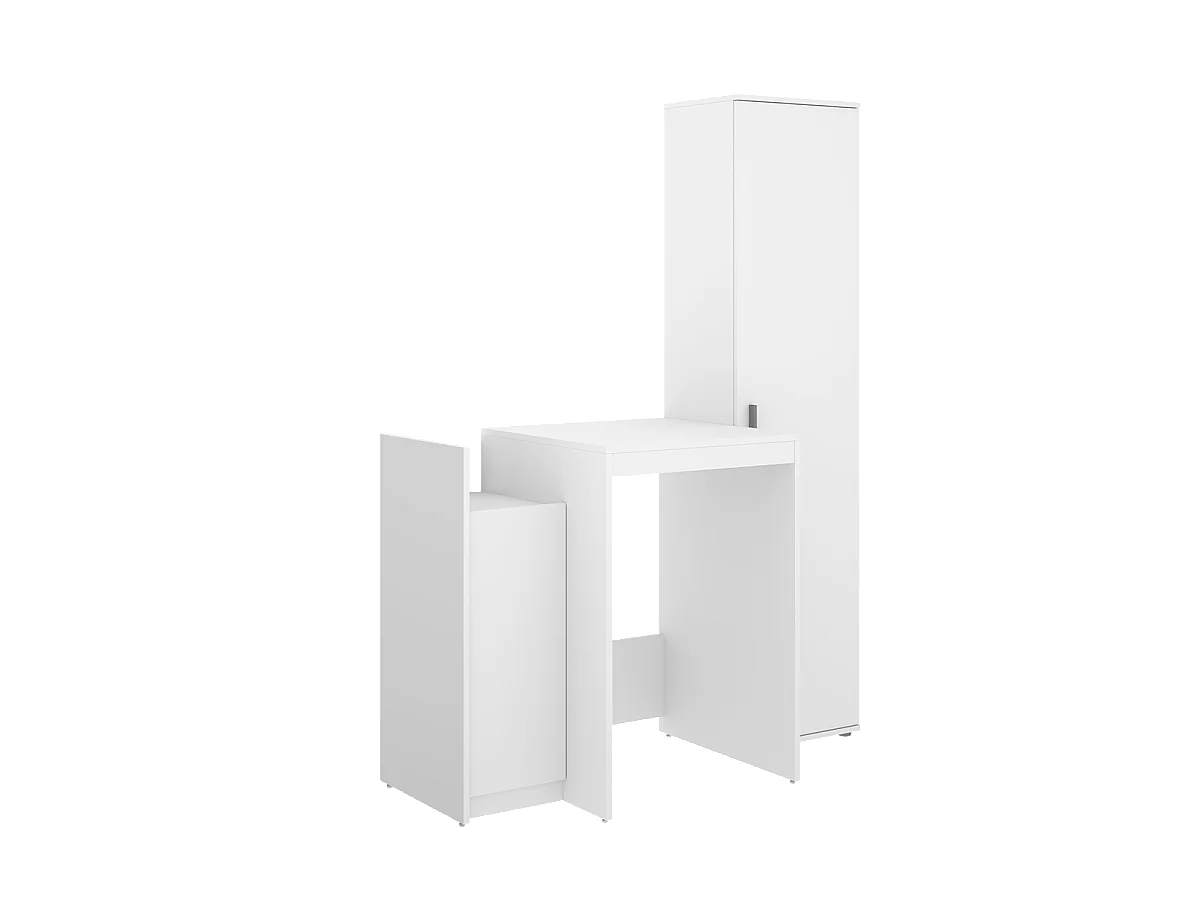 Meuble Buanderie Multifonction avec Colonne de Rangement et Espace Lave-Linge et produits ménagers coloris Blanc - Longueur 133,8 x Profondeur 62 x Hauteur 190 cm