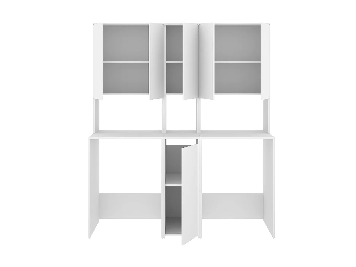 Meuble Buanderie Double Machine pour Lave-Linge et Sèche-Linge avec Rangements Intégrés coloris Blanc - Longueur 158,3 x Profondeur 62 x Hauteur 190 cm