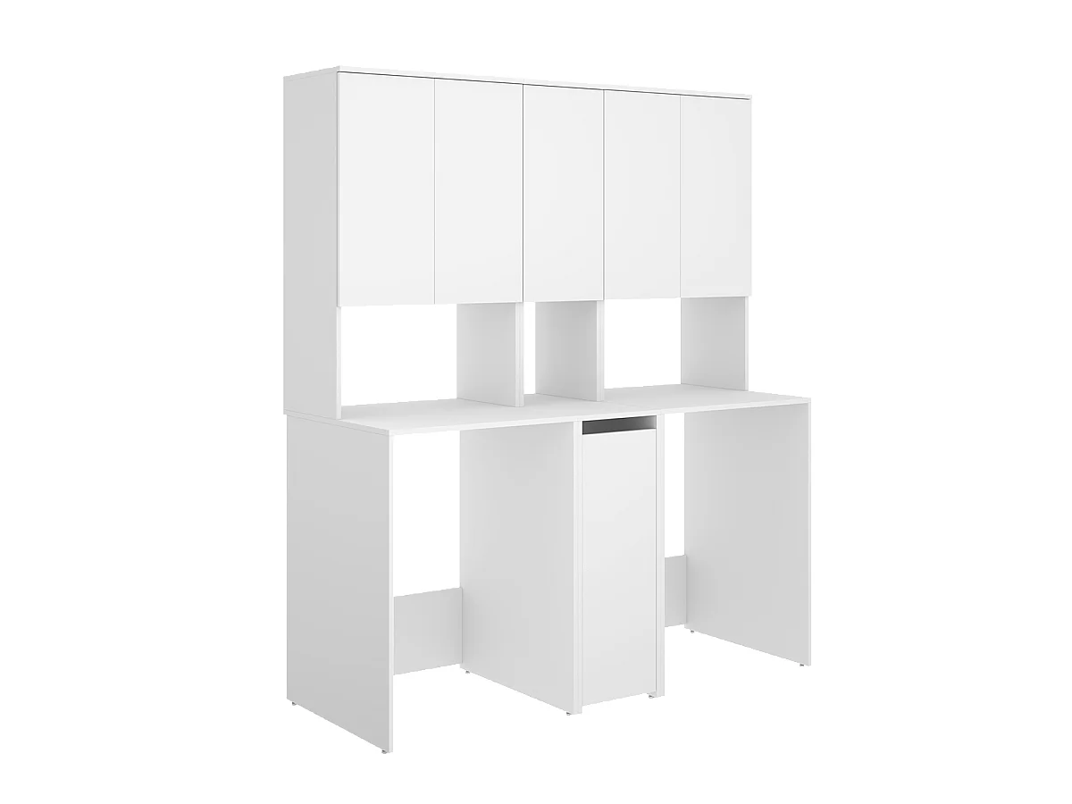 Meuble Buanderie Double Machine pour Lave-Linge et Sèche-Linge avec Rangements Intégrés coloris Blanc - Longueur 158,3 x Profondeur 62 x Hauteur 190 cm