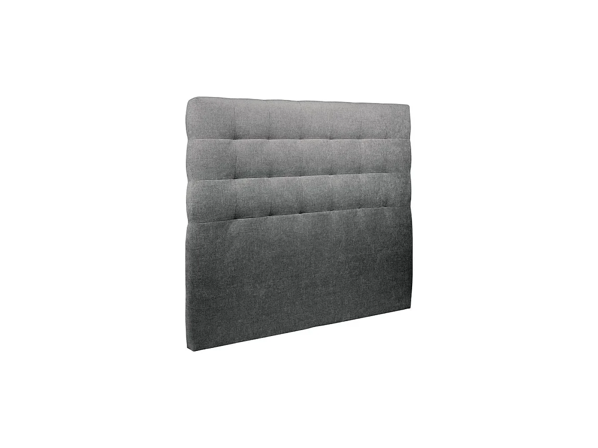 Lit 180x200cm avec tête de lit capitonnée tissu et sommier kit gris anthracite - Hauteur totale : 29cm