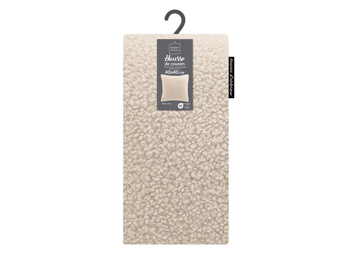 Housse de Coussin en Tissu Bouclette "Woolen" 40x40cm Naturel