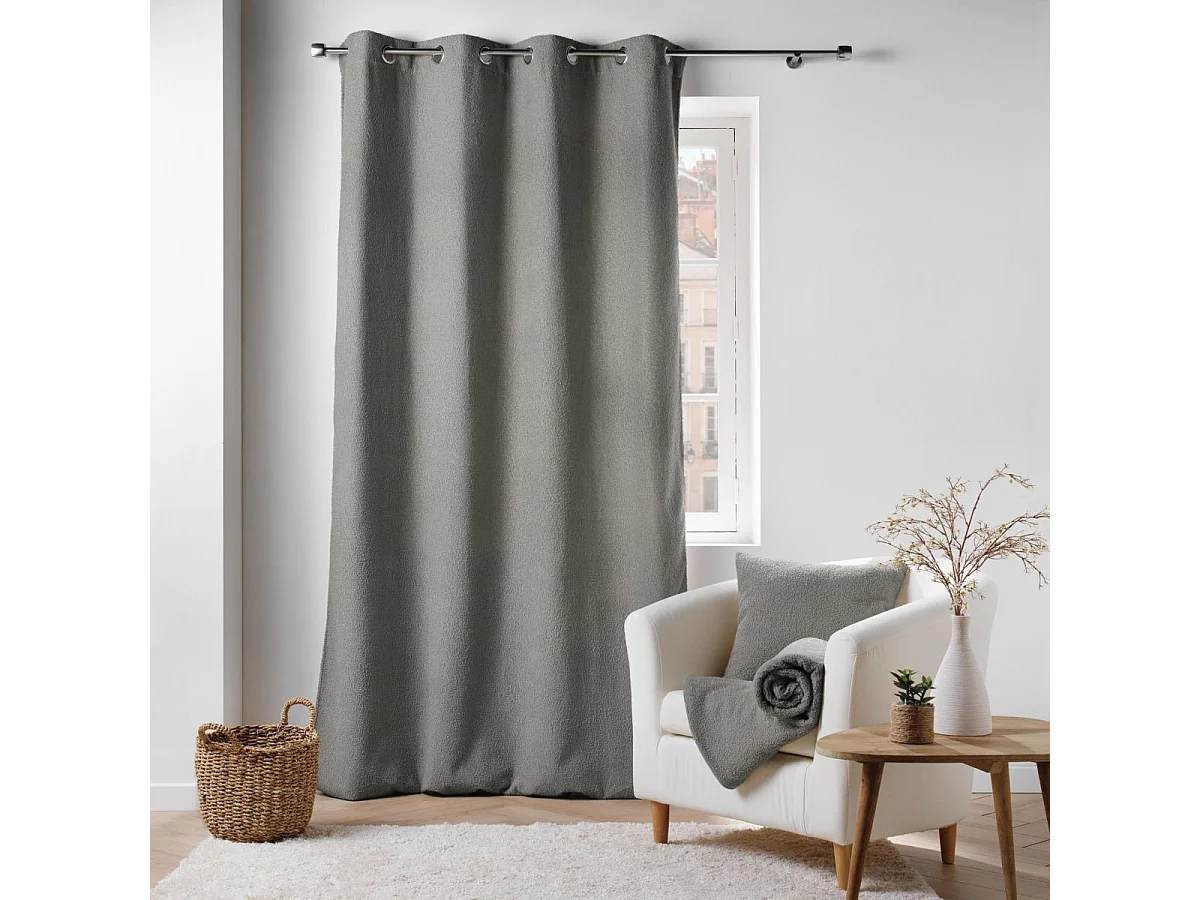 Coussin Déco Bouclette "Wooly" 45x45cm Gris