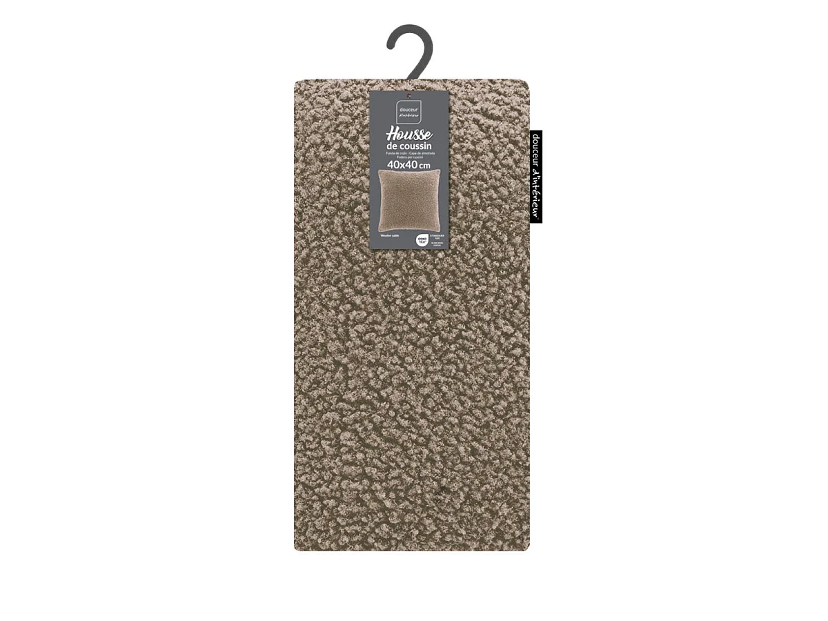 Housse de Coussin en Tissu Bouclette "Woolen" 40x40cm Sable