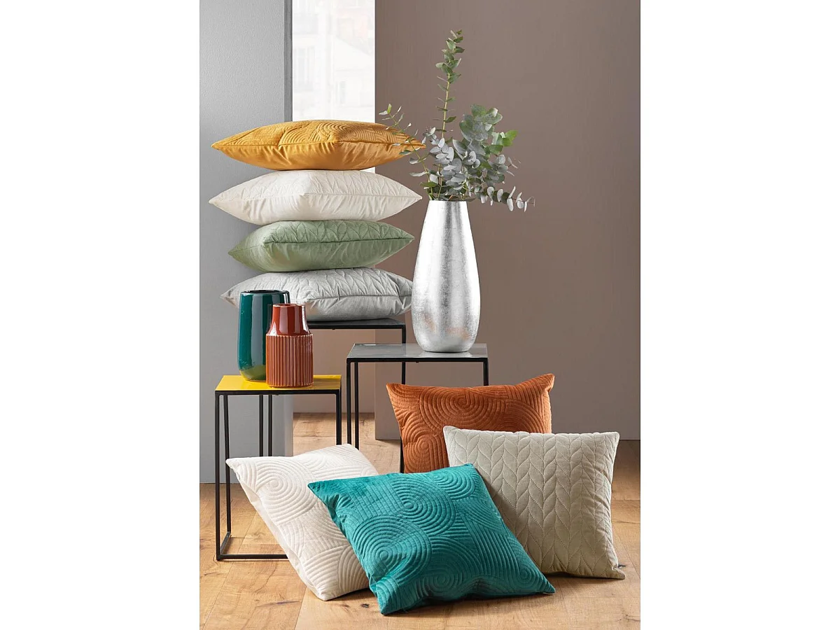 Housse de Coussin en Velours "Circles" 40x40cm Terracotta