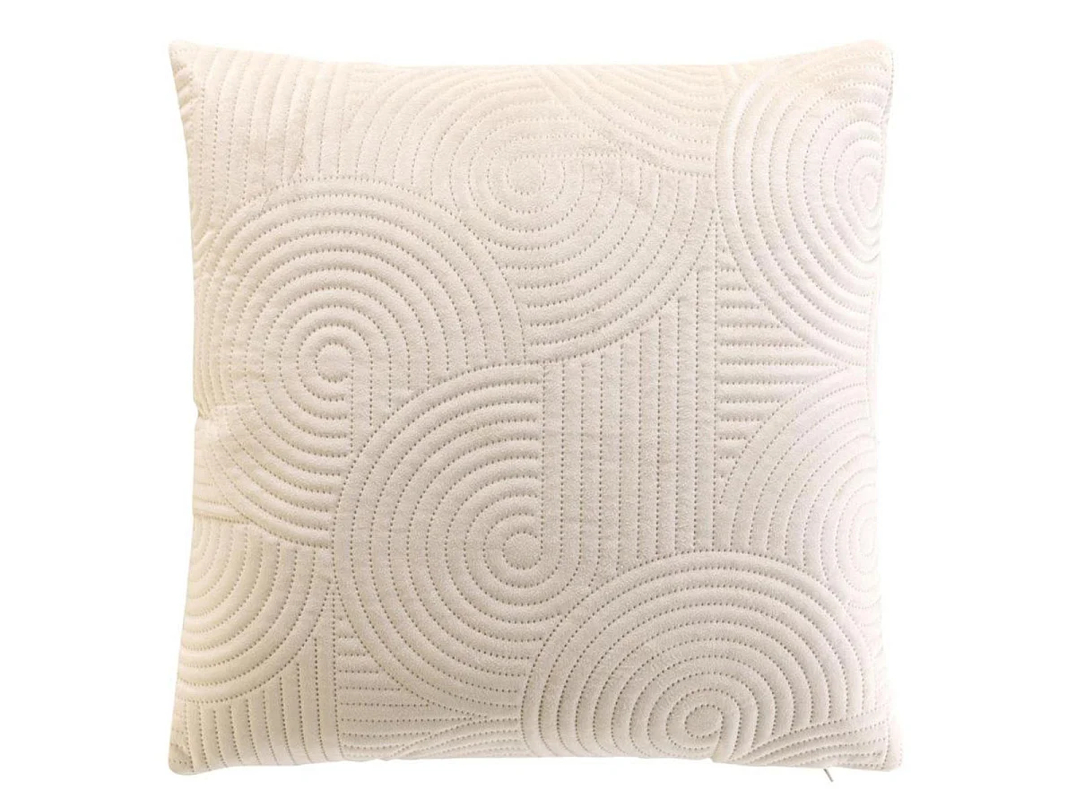 Housse de Coussin en Velours "Circles" 40x40cm Naturel