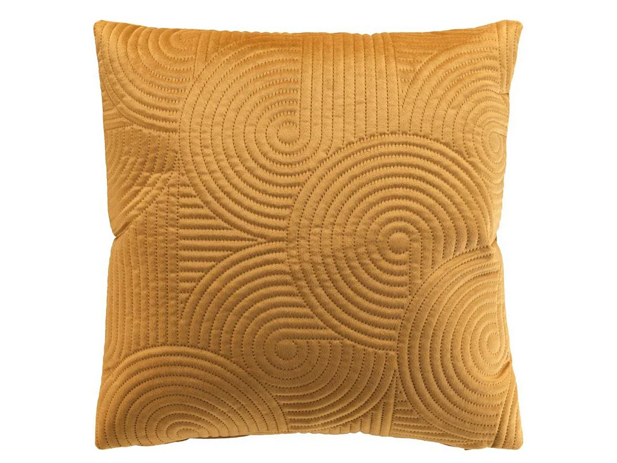 Housse de Coussin en Velours "Circles" 40x40cm Ocre
