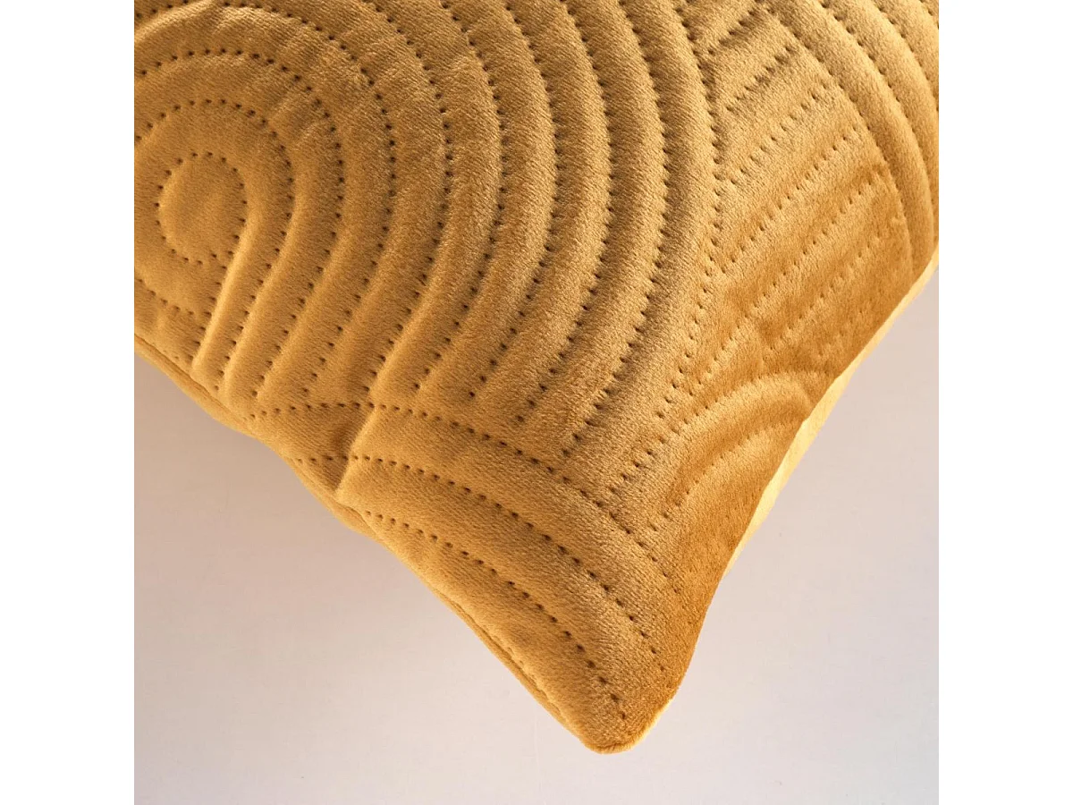Housse de Coussin en Velours "Circles" 40x40cm Ocre