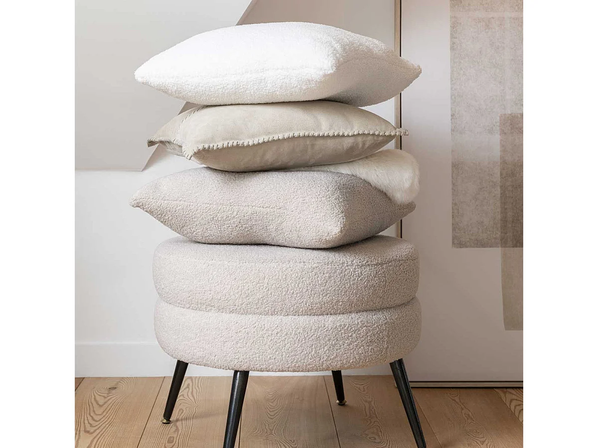 Coussin Déco "Teddy" 45x45cm Blanc