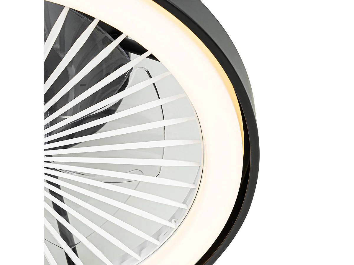 Ventilateur de plafond intelligent noir avec LED avec télécommande - Dave