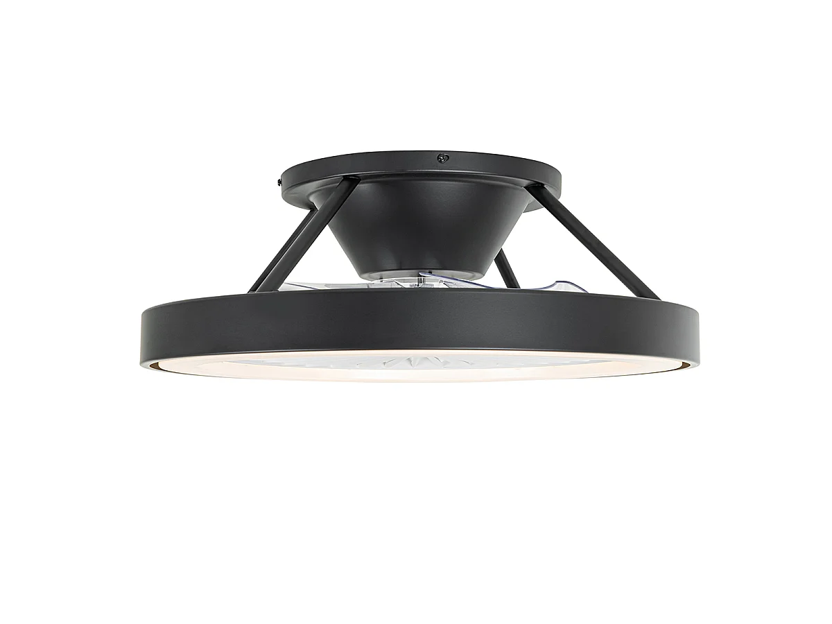 Ventilateur de plafond intelligent noir avec LED avec télécommande - Dave