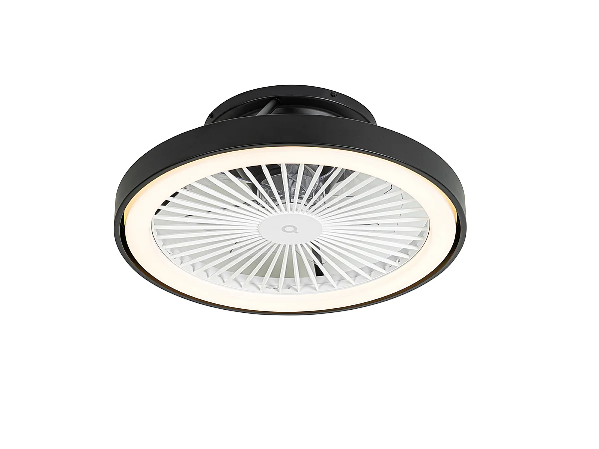 Ventilateur de plafond intelligent noir avec LED avec télécommande - Dave