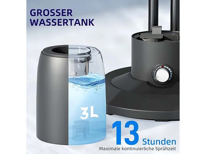 Ventilateur sur pied 125 cm avec brumisation, 3 vitesses, oscillation 75°, réservoir 3 L - Noir