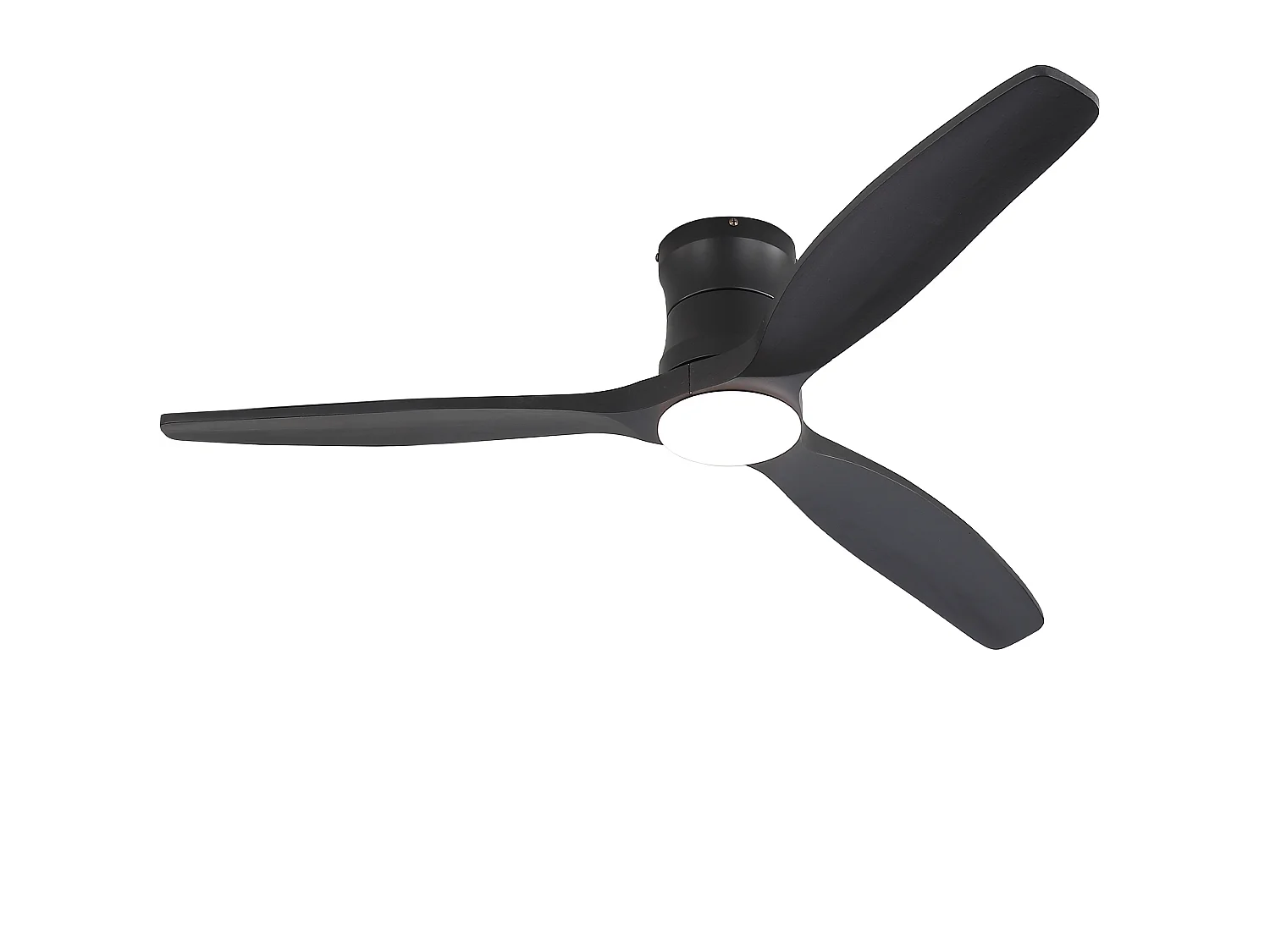 Ventilateur de plafond 132 cm avec éclairage variateur, 3 pales en bois et télécommande - Noir